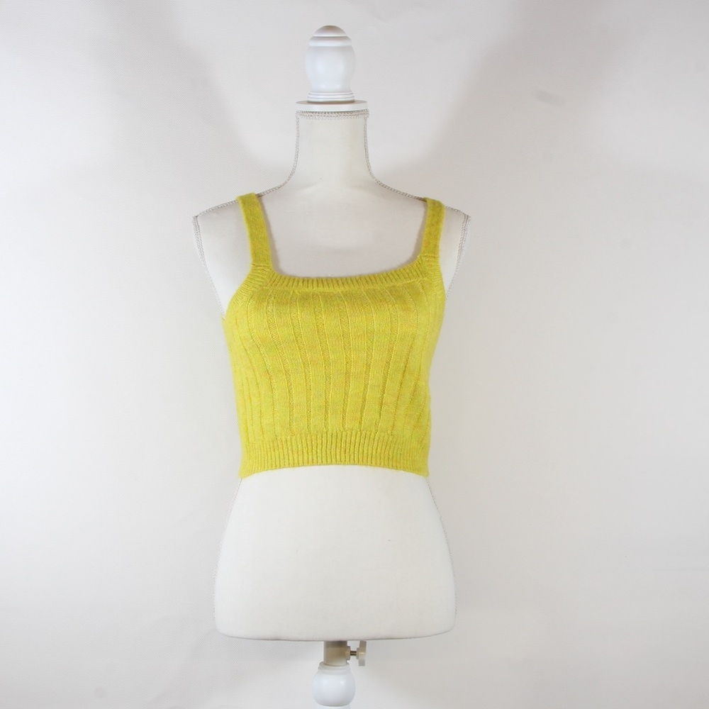 Wild Fable Yellow Ribbed Knit Crop Tank